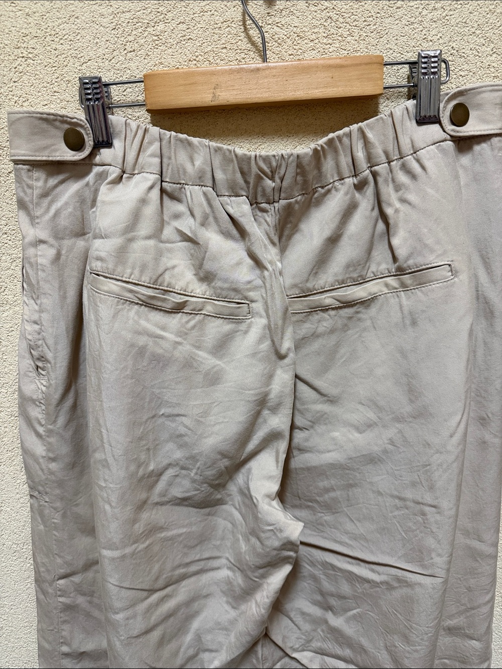 Banana Republic Cream Tencel Lyocell Wide-Leg Pants Pleated Front #005 - Picture 4 of 13